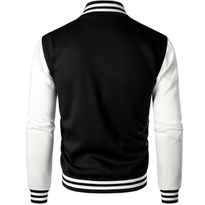 Veste universitaire personnalisée pour homme, noire et blanche, style Letterman, bomber de baseball, streetwear, mode décontractée, uniforme universitaire en polaire - Product Image 2