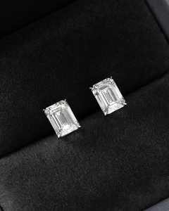 Wholesale <b>Emerald</b> Cut Lab Grown Diamond <b>Stud</b> Earrings in 10K 14K 18K Solid Gold Women's Luxury Gift Jewelry - Product Image 3