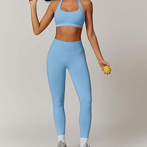 Conjuntos Deportivos para Mujer, Leggings sin Costuras con Efecto Levanta Glúteos, Sujetador Deportivo Halter, Conjunto de 2 Piezas para Gimnasio, Ropa Deportiva - Product Image 5