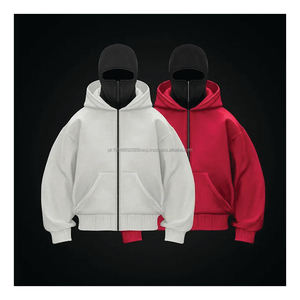 Balaclava Hoodie For Unisex Cotton Supplier Cotton Polyester Street Style Full <b>Zip</b> Street Wear Hoodies For <b>Men's</b> - Product Image 4