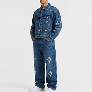Ensemble de jeans décontractés pour homme en coton 100% premium, brodé, respirant, pour l'hiver, veste et pantalon durables, vêtements de mode streetwear - Product Image 2