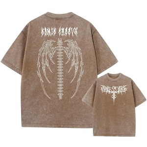 เสื้อยืดออกกำลังกายผู้ชายทรงโอเวอร์ไซส์ วินเทจ ผ้าคอตตอนหนานุ่ม ซักย้อมสีแบบแอซิดวอช ทรงหลวม - Product Image 1