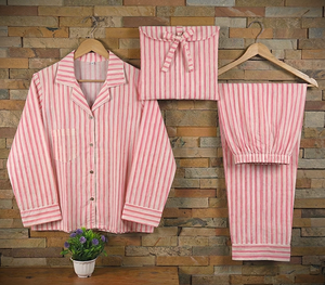 Conjunto de Pijama Tejido de Verano para Mujer, Estampado a Mano, Ropa de Dormir de Algodón Suave con Característica Térmica, Reversible - Product Image 6