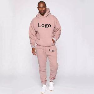 Sudaderas con capucha deportivas para correr de invierno personalizadas, conjuntos de pantalones de chándal, ropa de entrenamiento de algodón 100% sólida de lana, logotipo personalizado transpirable para hombres - Product Image 4