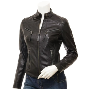 New Latest Arrivals Ladies Genuine Leather Waterproof <b>Filled</b> Thick Zipper Closure Cotton Lined <b>Jacket</b> Breathable Fashion - Product Image 3