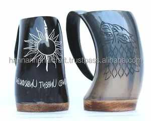 Tasses à boire en corne naturelle, faites à la main, durables, rondes, de style antique, de haute qualité, pour usage domestique, en provenance d'Inde - Product Image 5