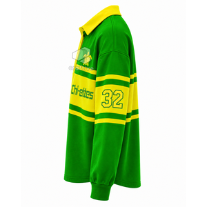 Chemise de rugby rayée en piqué pour femmes de la sororité Chi Eta Phi, col polo à manches longues, pull à blocs de couleur, haut brodé avec motif - Product Image 3