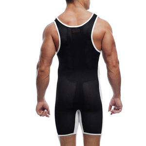Combinaison de lutte noire et blanche pour homme, ajustée, en spandex et polyester extensible, vêtements d'arts martiaux, taille adulte - Product Image 2