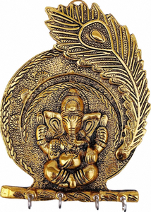 Ganesh Wall Hanging with Key Holder Metal Iron and <b>Plastic</b> for Living Room Decoration or <b>Wardrobe</b> Organization - Product Image 3