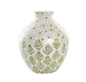 Elegant Shell Inlaid Vase Handmade Decorative Accent - Product Image 1