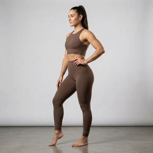 Conjunto Deportivo de Dos Piezas para Mujer, Sujetador Deportivo de Cuello Alto y Leggings de Cintura Alta, Ropa Deportiva para Yoga y Ejercicio - Product Image 1