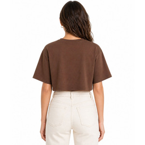 Fashion 2027 Oversized <b>Drop</b> Shoulder T-Shirt Crop Top Custom Printed Women's Short Sleeve for Y2K Streetwear women's shirt OEM - Product Image 3