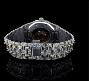 Montre bracelet en acier inoxydable à quartz unisexe, style antique, de luxe, personnalisée OEM avec moissanite - Product Image 6