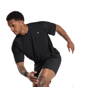 T-shirt de performance surdimensionné pour homme, respirant, léger, pour la gym, l'entraînement, le sport, noir - Product Image 4