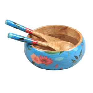 ชุดชามสลัดไม้โบราณขายส่ง พร้อมลายโมเสกเคลือบสี จับคู่กับที่ตักไม้สำหรับห้องครัว ในราคาต่ำสุด - Product Image 5