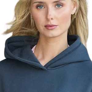 Conjunto de Sudadera con Capucha Oversize y Pantalones Cortos Azul Oscuro para Mujer, Ajuste Relajado, Ropa Casual para Estar en Casa, Mezcla de Algodón, Atuendo Deportivo para Mujer - Product Image 4