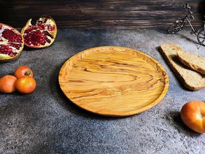 Plato de Servir Redondo de Madera de Acacia para el Hogar y la Cocina, Plato para Aperitivos, Plato de Madera para Decoración de Bodas, Plato de Madera para la Cena - Product Image 4