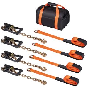 Ancoraggi a catena per auto stile lasso da 2 pollici, cinghie per pneumatici da 120 pollici, carico di esercizio 5865 libbre, resistenza alla rottura 11023 libbre, ancoraggio a H durevole - Product Image 5