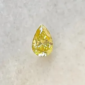 Proveedor mayorista de diamantes cultivados en laboratorio de color amarillo intenso de 6*4 mm, talla brillante en forma de pera, claridad VVS-VS, para joyería personalizada. - Product Image 3
