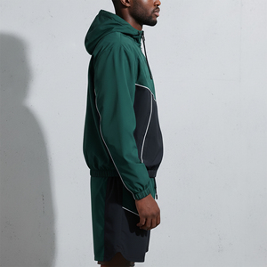 ชุดเซ็ตเสื้อแจ็คเก็ตและกางเกงขาสั้นกันลมแบบมีฮู้ดซิป สีสันตามสั่ง OEM  ผ้าไนลอน 2 ชิ้น - Product Image 6