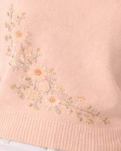 Suéter de Punto sin Mangas Personalizado para Mujer, Color Durazno, Bordado Floral, Cuello Redondo, Suave, Ligero, Informal, Chaleco de Verano, Top Elegante y Moderno - Product Image 6