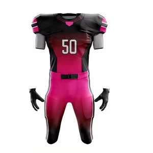 Uniforme de Fútbol Americano Personalizado para Hombre, 100% Poliéster Sublimado, Jersey sin Mangas y Pantalones en Degradado Rosa y Negro - Product Image 1