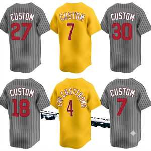 Camiseta de Béisbol de Alta Calidad para Hombre, Cuello en V, 100% Algodón, Antibacteriana, Nombre del Equipo Personalizado, Impresión Bordada, Mangas Cortas, Malla - Product Image 1