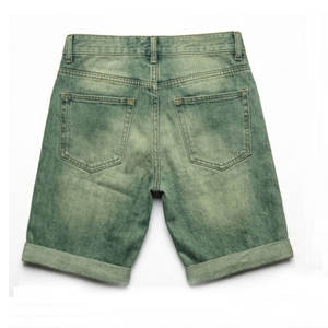 Shorts clásicos de mezclilla azul para hombre, corte relajado, tela de algodón premium informal. - Product Image 3