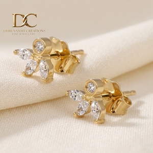 New Arrival 14KT Solid Gold IGI Certified Lab Grown Diamond <b>Stud</b> <b>Earring</b> Marquise Brilliant Cut Engagement Wedding Women Jewelry - Product Image 4