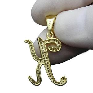 Colgante de letras K con incrustaciones de moissanita y diamantes, de plata 925, sin cadena, al por mayor - Product Image 4