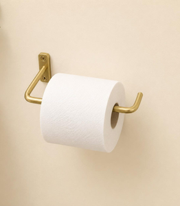 Porte-papier toilette mural minimaliste finition laiton, accessoire de salle de bain moderne, porte-rouleau de papier toilette en laiton élégant, porte-mouchoirs - Product Image 6