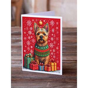 Norwich Terrier Whimsical A7 Tamaño 5x7 Tarjetas de felicitación de notas en blanco Paquete 8 con sobres para celebraciones navideñas - Product Image 2