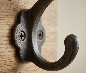 Premium Wooden Wall <b>Hook</b> Rack With 3 Metal <b>Hooks</b> Rustic Design For Clothing Storage Heavy-Duty Wall Mounted - Product Image 3