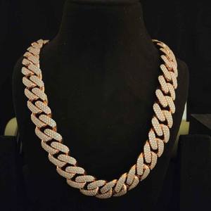 Trendy Full Iced Out Cuban <b>Chain</b> with <b>Moissanite</b> 925 Sterling Silver 24MM Link <b>Chain</b>-Gift for Hip Hop Jewelry Lovers - Product Image 1