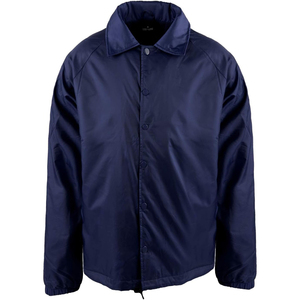 Men's Navy Blue Polyester <b>Coach</b> Jacket Turn-Down Collar Button Front Casual Waterproof Spring Wear Regular Fit - Product Image 5