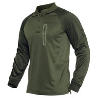 Chemise tactique pour homme, confortable, en coton et polyester, à manches courtes ou longues, avec bretelles de protection, pour activités de plein air