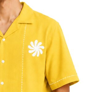 เสื้อเชิ้ตคิวบา คอปกสีน้ำเงิน แขนสั้น ปักลายสีขาว ผ้าฝ้ายลินิน ติดกระดุม ลำลอง แฟชั่นชายหาดฤดูร้อน - Product Image 4