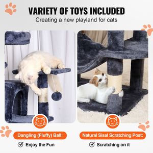Albero per Gatti da Interno da 160 cm con 2 Cucce, Tiragraffi in Sisal, Amaca e Piattaforme per il Salto, Ideale per Gatti di Taglia Grande - Product Image 4