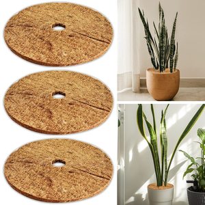 Tapis de jardin en fibres de coco naturelles Shrekha Creations, rondes, brunes, en provenance du Tamil Nadu, pour une utilisation décorative dans les espaces extérieurs - Product Image 2