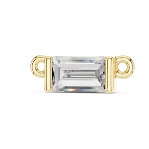 Pendentif solitaire en diamant de laboratoire taille baguette 0,5 ct avec chaîne fine incluse, or massif 18 carats, bijoux pour femme - Product Image 1