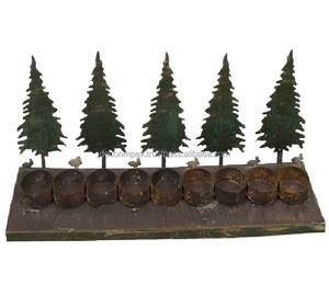 Cinco portavelas de Metal hechas a mano con acabado verde, logotipo personalizado para Interior, vacaciones, hogar, decoración de Navidad, suministros para fiestas, venta al por mayor - Product Image 1