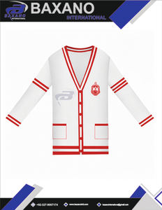 Suéter Cárdigan Largo de Punto Acrílico con Cuello en V de la Hermandad Delta Sigma Theta DST, Color Azul Rey con Detalles Blancos, Diseño de Suéter Chicago - Product Image 4