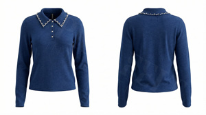 Polo 100% de haute qualité, élégant, uni, avec col orné de perles, décontracté, confortable et stylé - Product Image 6