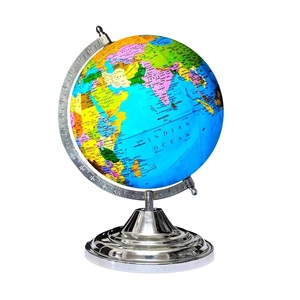 Globo Terráqueo de Acero con Lupa, Base de Arco Cromada Plateada, Mapa Multicolor del Océano Azul, Decoración para Hogar, Oficina, Escuela, Regalo - Product Image 4