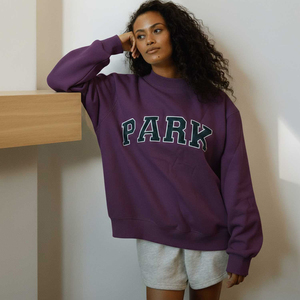 Sweat-shirt à col roulé oversize pour femme, couleur unie, imprimé lettres, épaules tombantes, manches longues, tricot en coton, vêtements d'automne pour femmes - Product Image 6