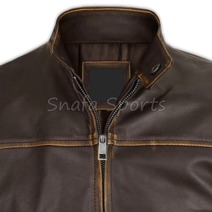 Chaqueta de Cuero Personalizada con Forro de Borrego para Hombre, OEM ODM, Chaqueta de Aviador de Invierno con Cuello de Piel, Chaquetas de Cuero para Hombre - Product Image 3