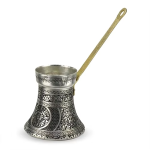 High End Copper Turkish Coffee Pot With Wooden Handle Round Traditional Design For Coffee Brewing - Product Image 5