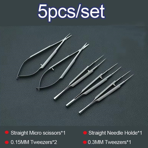 เครื่องมือผ่าตัดจุลศัลยกรรมจักษุ 12.5 ซม. กรรไกรสแตนเลสไทเทเนียมและที่จับเข็ม - Product Image 4