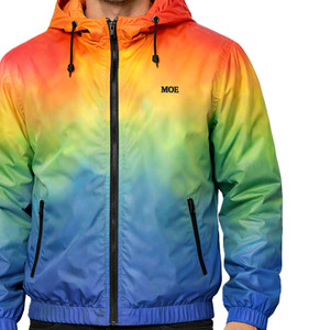 Veste coupe-vent streetwear personnalisée à dégradé pour hommes, logo personnalisé, veste de pluie légère en nylon, coupe-vent d'extérieur, vente en gros, MOQ - Product Image 3