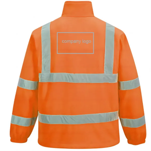 High Visibility Reflective Work <b>Jacket</b> Men's Yellow Safety Coat with <b>Silver</b> Stripes Polyester Material - Product Image 5